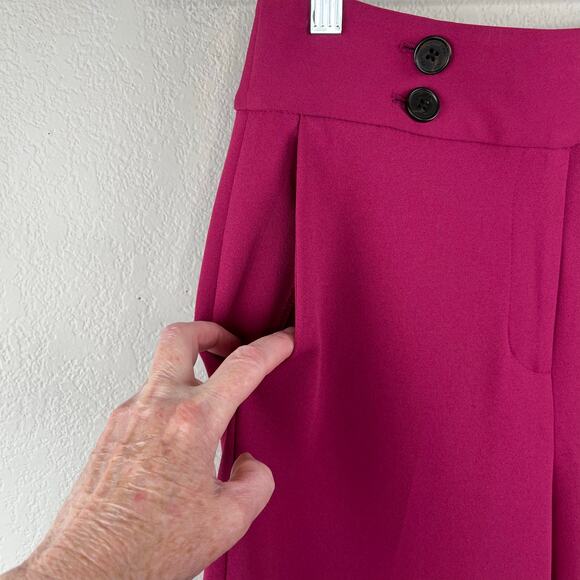 Calvin Klein Side Button Stretchy Mulberry High Rise Wide Leg Trouser Pant 2 NWT - Picture 8 of 15